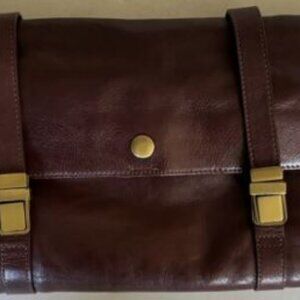 Red Envelope Vintage Leather Travel Case Trifold Excursion Bag EUC